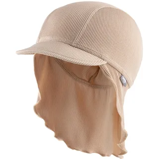 Sterntaler Schirmmütze Rippe – Unisex Baby Sommermütze mit Schirm und Nackenschutz – UV-Schutz 50+ Mütze aus Bademodenstoff – Leicht & schnelltrocknend – Unisex Bademode - Farbe beige, Größe 45