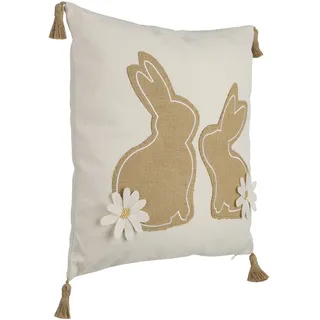 EGLO LIVING Osterkissen Chevery, Deko Kissen Frühling und Ostern | Couch Dekokissen Osterhase, Kissenbezug mit Inlett aus Polyester, Osterdeko in weiß und braun, 45x45 cm