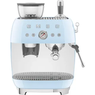 Smeg 50s Style Espressomaschine Pastellblau mit Mahlwerk