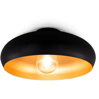 B.K.Licht Deckenlampe E27 1-flammig rund schwarz-gold 39,5x17,5 cm