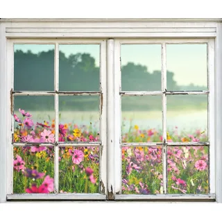 Queence »Blumenwiese« Wandsticker, Wandbild, selbstklebend, 3D, Fenster,