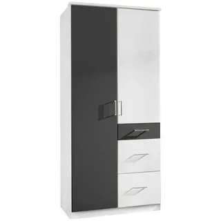 WIMEX Click, weiß (weiß, graphit), B:90cm H:199cm T:58cm, Schränke, Kleiderschrank Drehtürenschrank ohne Spiegel