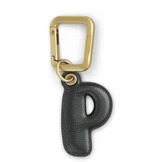 UNTAGS - Charm Buchstabe P - Material mit Ledereffekt - Inklusive Goldener Metallschnalle - Schwarz