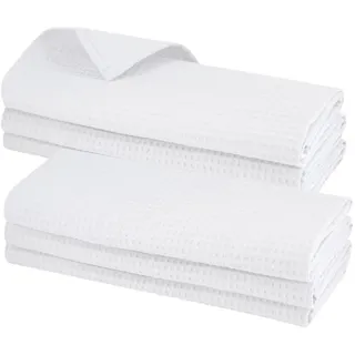 Gariella - 6 Geschirrtücher aus 100% Baumwolle, Waffel-Piqué 70 x 50 cm, Handtuch, Küchentuch, Spültuch, Putztuch, Farbe: Weiss