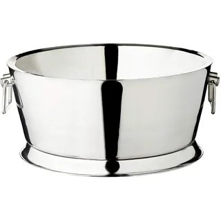 Edzard Champagnerkühler Samu (Ø 48 cm, H 25 cm), Edelstahl doppelwandig, gehämmert, mit Tragegriffen – Sektkühler groß, Flaschenkühler, Weinkühler, Getränkekühler, Schale für Sekt & Eiswürfel