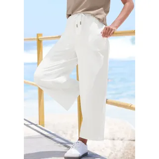 7/8-Hose ELBSAND "Sanna", Damen, Gr. M (38), N-Gr, weiß, Sweatware, Obermaterial: 95% Baumwolle, 5% Elasthan, unifarben, figurumspielend knöchelfrei, Hosen 7/8-Hose, aus Sweatware mit weitem Bein, Topseller