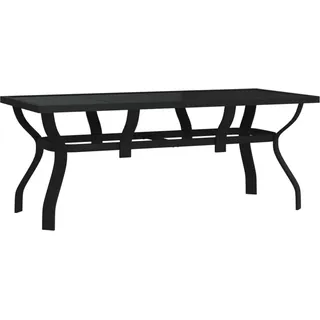 vidaXL Gartentisch Schwarz 180x80x70 cm Stahl und Glas - Schwarz