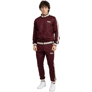 Lonsdale Herren Trainingsanzug schmale Passform ASHWELL Oxblood/Ecru XL