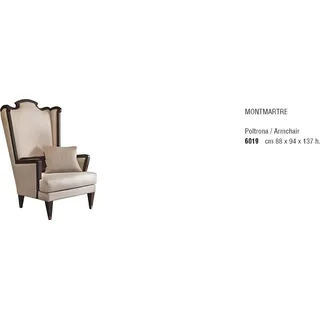 Design Sessel Ohrensessel Italienische Möbel Polster Sofa 1-Sitzer mit Textil - Beige