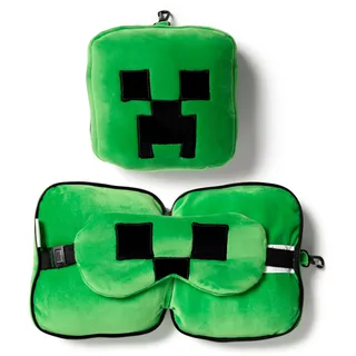 Puckator Relaxeazzz Minecraft Creeper Plüsch Reisekissen & Augenmaske