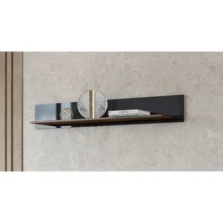 Wandboard HOME AFFAIRE "Kasai", schwarz (wallnut columbia, schwarz hgl), B:160cm H:24cm T:24cm, Dekorfolie, FSC-zertifizierter Holzwerkstoff, MDF, Regale, Wandboard