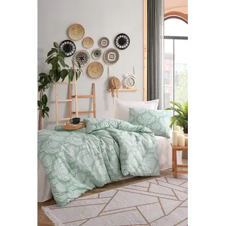 nuit des rêves Water Green XL Quilt Cover Set (155 x 200 cm), 65% Cotton/35% Polyester, Includes 1 Pillowcase (80 x 80 cm), Machine Washable, Elegant Design