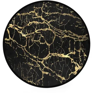 Ksajwzf Runder Teppich, 91 cm, Schwarz / Gold, Marmor, moderner Teppich, rutschfeste Unterseite, weicher Teppich, Kinderspielmatte, goldene Marmorierung für Eingangsbereich, Wohnzimmer, Schlafzimmer,