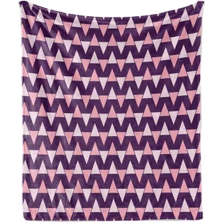 ABAKUHAUS Abstrakt Weich Flanell Fleece Decke, Geometrische bunte Muster mit Symmetric Chevrons und Triangles, 175 x 230 cm, Pflaume Hellrosa Baby Pink - Rosa