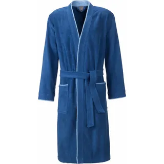 Herrenbademantel EGERIA "Nico, ideal für Sauna & Spa, Hotelbademantel, Morgenmantel" Gr. L, blau (jeansblau), L:125cm, Walkfrottee, Hausmäntel, Herrenbademantel, mit Kimono-Kragen, farblich abgesetzte Paspelierung