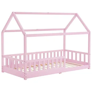 Juskys Kinderbett Marli 90 x 200 cm Kiefer massiv lackiert Rosa