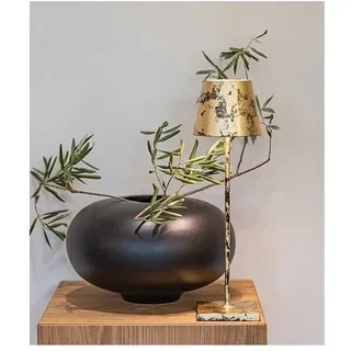 LED-Tischleuchte Poldina Pro Black Gold Leaf Craquelè wiederaufladbar und dimmbar mit Akku bis zu 12 Stunden - Schwarz, Gold