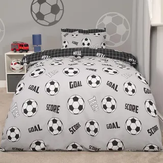 OHS Fußball bettwäsche-Sets, ultraweich, bequem, warm, grau, für Jungen, Set für Jungen, bettwäsche 135x200 Sommer