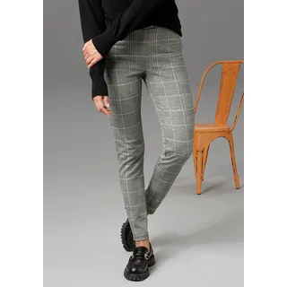 Leggings ANISTON CASUAL, Damen, Gr. 34, N-Gr, grau (schwarz, weiß, gelb), Jersey, Obermaterial: 65% Polyester, 30% Viskose, 5% Elasthan, kariert, sehr figurbetont knöchellang, Hosen Leggings, im Karo-Dessin, Topseller