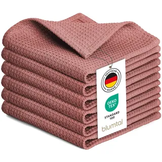 Blumtal® Geschirrtücher 30x30 cm im 6er Set - Geschirrtücher Baumwolle 100% - Küchentücher bei 60 °C waschbar - Küchentücher Baumwolle - Küchenlappen - Spül- & Geschirrtücher - Waffeltücher in rosa
