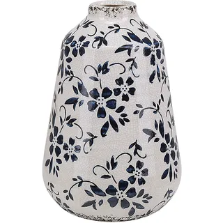 Beliani Blumenvase Steinzeug weiß Maroneia