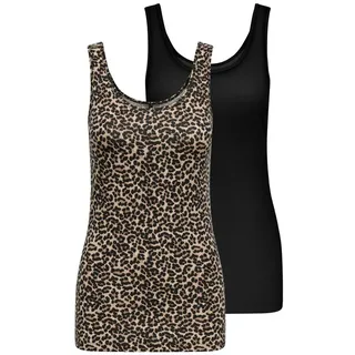 Only »ONLLIVE – Tanktops im Doppelpack mit Stretchkomfort« Set, 2 Stk. modisch, Jersey, slim fit, Baumwollmischung, Rundhals, schwarz