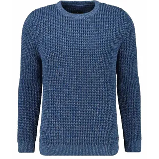 Rundhalspullover RAGMAN, Herren, Gr. 52, blau (blau, melange, 172), Strick, 100% Baumwolle, Rundhals, Pullover Rundhalspullover