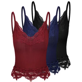 3-teiliges Damen-Spitzen-Patchwork-Top, Spitzen-Tank-Top, Y2k E, Mädchen-Kleidung, Feen-Grunge-Stil, T-Shirts, Cami, gerippt, gestrickt, Tank-Tops, Burgunderrot, Marineblau, Schwarz, Large