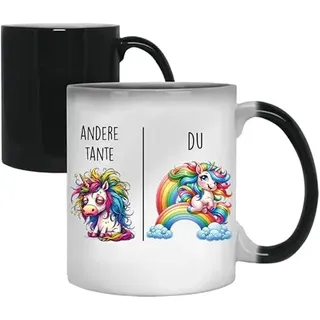 Tasse mit Spruch | Andere Tante vs Du | Tante Geschenk Geschenk für Frauen Ehe Hochzeit | Geschenkidee Frau Geburtstag Weihnachten Patentante Familie Kaffee-Becher (Farbwechselnde)