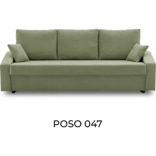 Couch DORMA 221x92 - mit schlaffunktion - Farben zur Auswahl - komfortables Couch - mit Bettkasten - Stoff POSO 047 Olivgrün - Grün