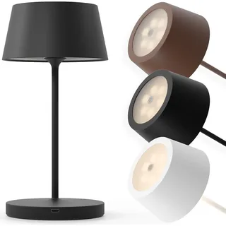 charlique® LED Akku Tischlampe (schwarz) - Dinner Light 24 cm - dimmbare Tischleuchte mit USB, für innen und außen, warmes Licht - Schwarz