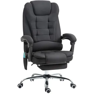 Vinsetto Bürostuhl mit Massagefunktion, Schreibtischstuhl mit Liege- & Wärmefunktion , Schwarz , Kunststoff , Füllung: Schaumstoff,Schaumstoff , 70x119x65 cm , Büromöbel, Bürostühle, Chefsessel