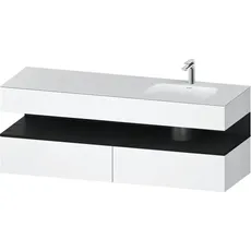 Duravit Qatego Einbauwaschtisch mit Konsolenwaschtischunterbau, 1600x550x600mm, Nische Eiche Schwarz, Becken rechts, QA4796016, Farbe: Weiß Matt