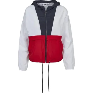 Urban Classics Damen Jacke Übergangsjacke Ladies 3-Tone Oversize Windbreaker - Farbe navy/white/fire red, Größe M
