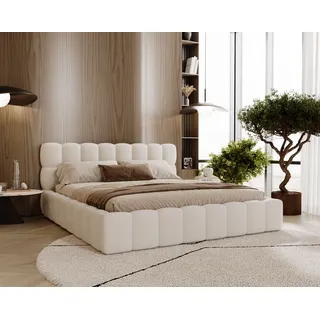 FURMEB24 Exklusives Polsterbett ALMOS 200x200 cm + Matratze â Designbett mit Lattenrost â Wei (Coral 15) - Weiß