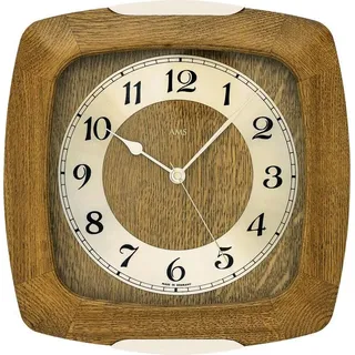 AMS 5804/4 Wanduhr Funk Funkwanduhr analog Holz Eiche massiv - Gold