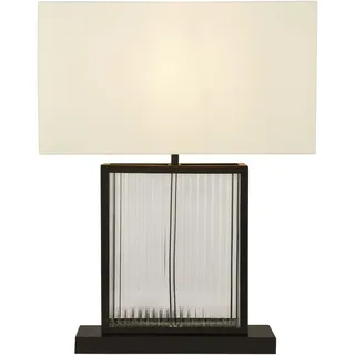 Licht-Erlebnisse Tischleuchte Samt Metall Glas Jugendstil H: 53 cm B: 40 cm Schwarz Weiß E27 Tischlampe Wohnzimmer Nachttischlampe Schlafzimmer