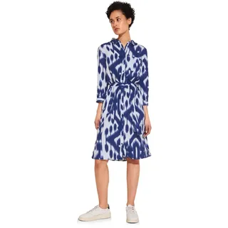 Street One Damen A143852 Leinenkleid mit Print, Deep Water Blue, 38