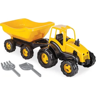 Kinder Traktor, Bauernhof Spielzeug, Traktor mit Anhänger, Spielzeugtraktor für Kinder ab 3 Jahre - Gelb