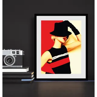 Bild QUEENCE "Faceless", rot (farbe rahmen: schwarz, farbe bild(er): rot), B:40cm H:50cm, Acrylglas, Holz, Papier, Bilder, Bild, HD Premium Poster-Druck inkl. Holzrahmen