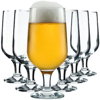 KADAX Biergläser, Biertulpe aus hochqualitativem Glas, 385 Milliliter Trinkgläser, Weizengläser auf Fuß, Getränkegläser für Bier, Cocktails und Drinks (385ml / 6er Set, Bertha)