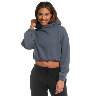 Light & Shade Damen Cropped Kapuzen-Sweatshirt, Blau, S