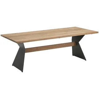 Niehoff Garden Gartentisch , Anthrazit, Teakfarben , Holz, Metall , Teakholz , massiv , rechteckig , Wange , 95x76x200 cm , Gartenmöbel, Gartentische, Gartentische