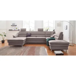 sit&more Wohnlandschaft »Cardoso U-Form« mit Federkern und Kopfstützen, mit Bettfunktion und Relaxfunktion, grau