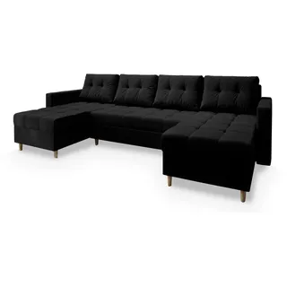 masseno Ecksofa MILO U Polyester 3-Sitzer Schwarz