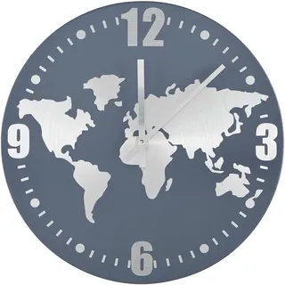 Ambia Home Wanduhr , Grau, Edelstahlfarben , Metall , Dekoration, Uhren, Wanduhren