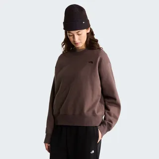 Sweatshirt THE NORTH FACE "W TNF ESSENTIAL SIMPLE DOME BOXY OS CREW", Damen, Gr. S, braun (smokey braun), angeraute Sweatware, Obermaterial: 68% Baumwolle, 32% Polyester, normal, Rundhals, angesetztes Bündchen, Sweatshirts Sweatshirt