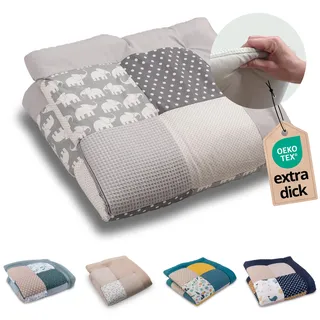 ULLENBOOM Krabbeldecke für Baby 100x100 cm - Dick und weich gepolstert | Außenmaterial: 100% Baumwolle, Alle Materialien OEKO-TEX zertifiziert, Made in EU, Schadstoffgeprüft und waschbar