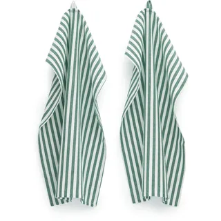 FILU Geschirrhandtücher 8er Pack Dunkelgrün/Weiß gestreift (Farbe und Design wählbar) 45 x 70 cm - hochwertige Küchenhandtücher/Geschirrtücher aus 100% Baumwolle