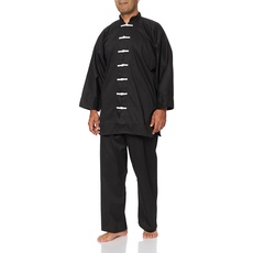 DEPICE Kung Fu Anzug CHINA schwarz Baumwolle, weiße Knöpfe, Größe 200